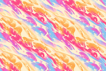 A striking seamless pattern featuring dark swirling paint splashes with vibrant orange highlights, creating a dramatic tile ornament perfect for bold decoration and modern design concepts