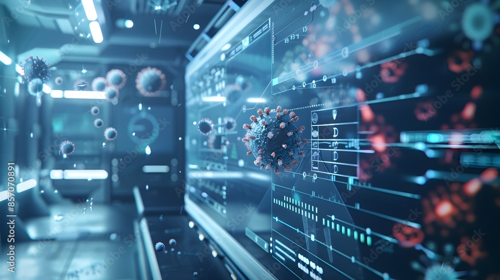 Poster futuristic digital technology abstract background with glowing circuits and data visualization