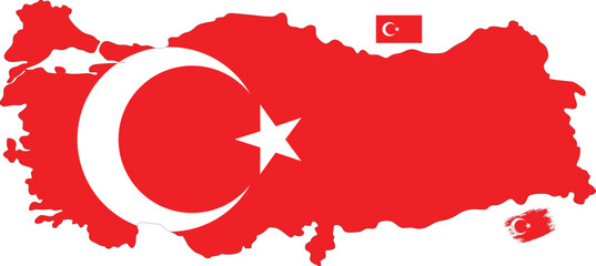 Turkiye Map and Flag