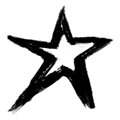 Black star png brush stroke texture, transparent background