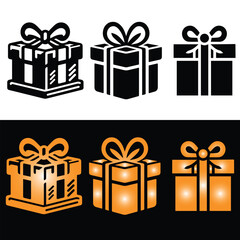 Gift box icon set. Gift box signs Line and silhouette style. Vector illustration