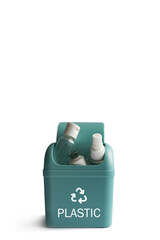 Plastic recycling bin on a white background