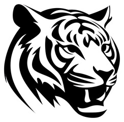 PNG Tiger animal white black.
