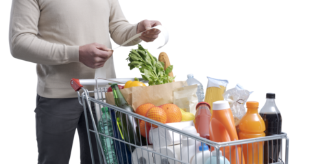 Man checking the grocery receipt