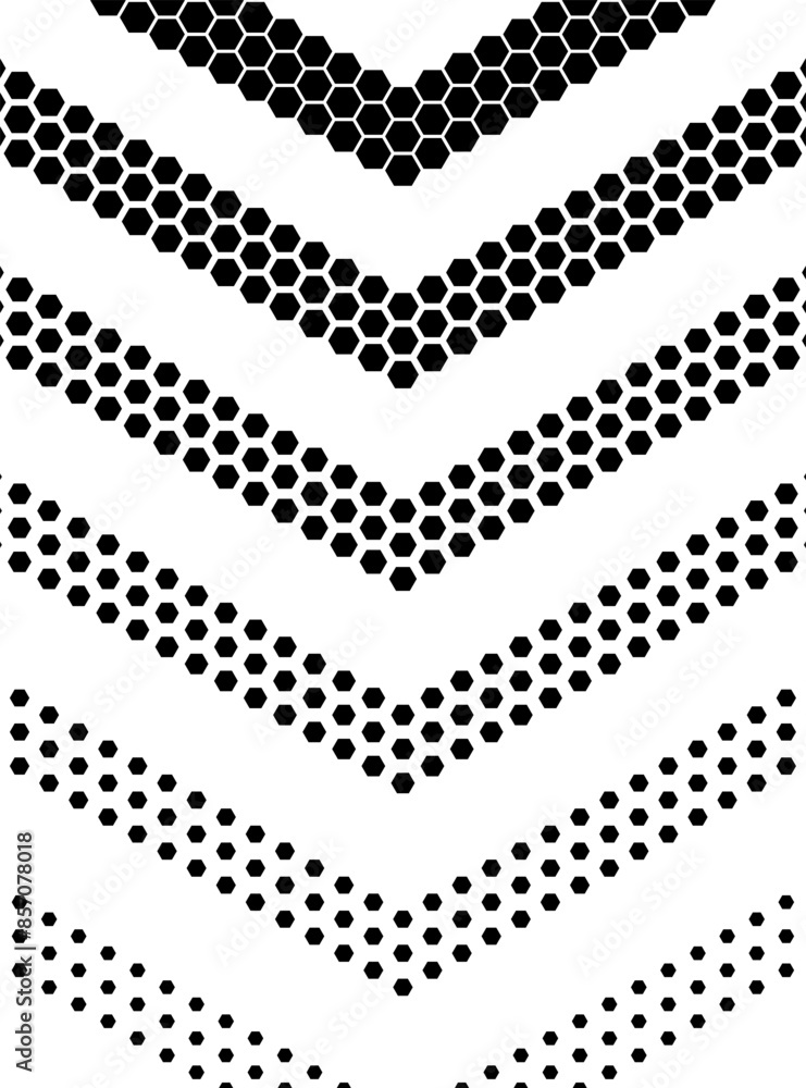 Poster black and white seamless pattern arrow shape for backgroud, with hexagonal shape for jersey pattern.