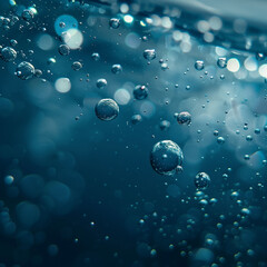 Tranquil Water Bubbles: Realistic Background of Gas Bubbles Floating in Sparkling Water, Simple and Calming Scene