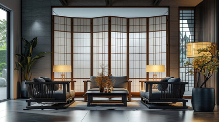 Fototapeta premium Chinese style folding partition