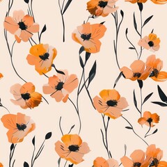 Seamless Pattern of Poppy Flowers