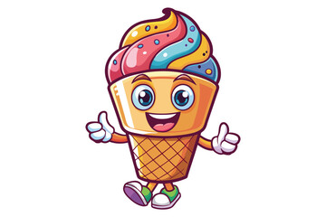 cute ice cream character mascot logo with cartoon style