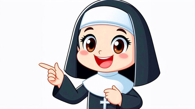 recommend clip art: Cartoon cheerful happy nun smiling