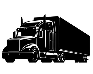 Silhouette truck trailer, trucking transportation vector 