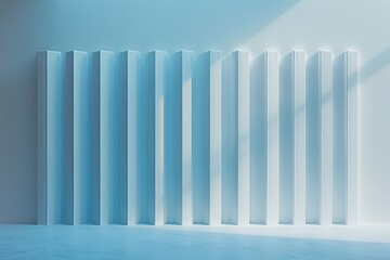 Obraz premium Minimalist design of vertical bars with soft blue lighting and shadows