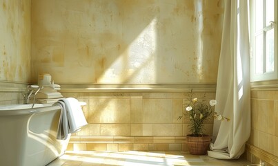 Elegant bathroom with an empty towel bar