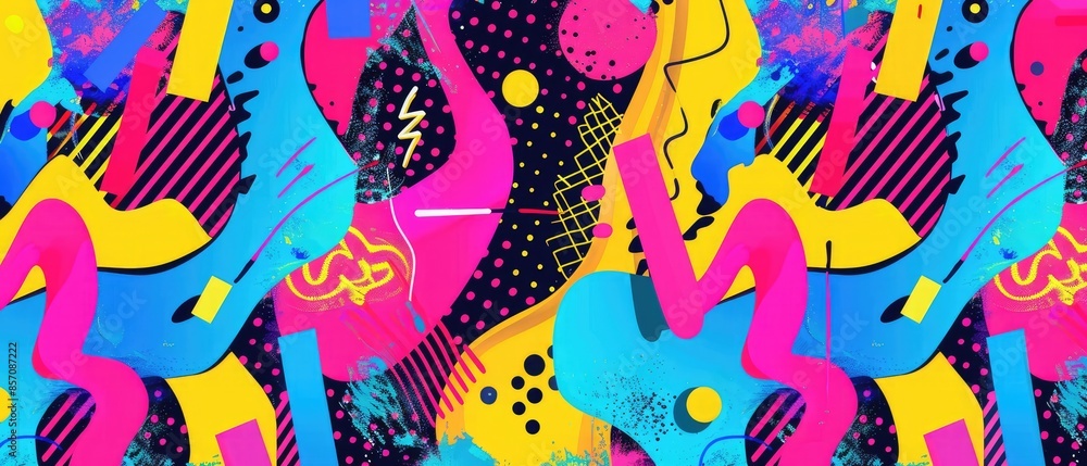 Poster an abstract simple groovy sticker in bright acid colors with an aesthetic 2000s layout that is fille