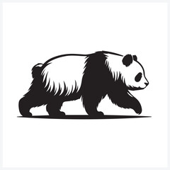Obraz premium panda walking silhouette vector art illustration with white background. Generative AI