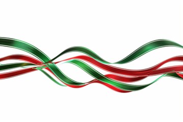 Abstract red and green flowing wave patterns on a white background, ideal for festive themes and dynamic design projects