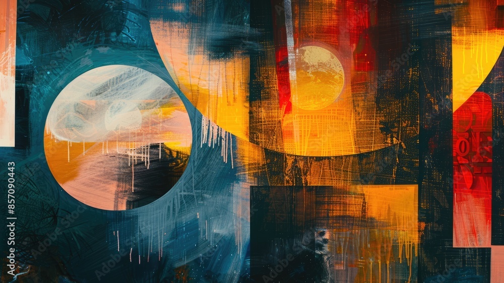 Poster abstract cosmic scene with planets and colorful swirls. space. sci fi. aig53f.