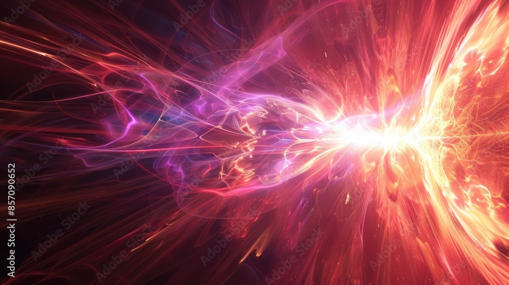 Poster abstract digital artwork rendering of a glowing pink vortex or portal. aig53f.