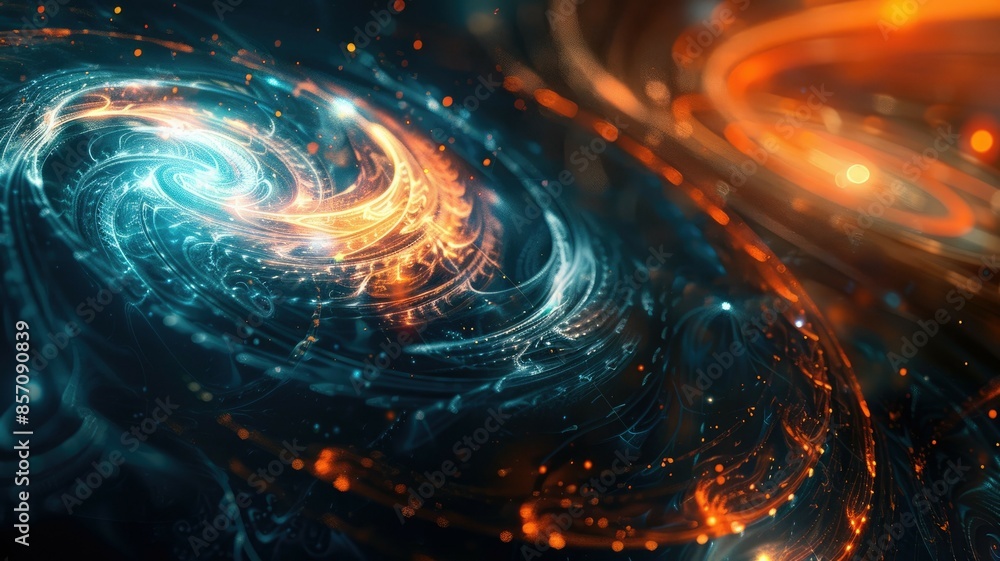 Poster colorful abstract twisting light waves background with dynamic and futuristic vibes. aig53m