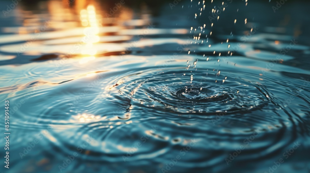 Aufkleber the close up view of water wave pattern in source of the water like sea. aigx02.