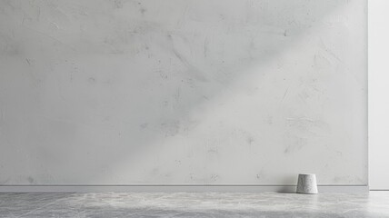 Naklejka premium A small section of a smooth concrete wall on a gray background, providing a minimalist aesthetic.