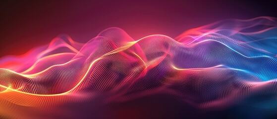 Abstract background with dynamic waves and lights. Abstract technology banner design. Musical sound waves. Abstract futuristic neon wave background