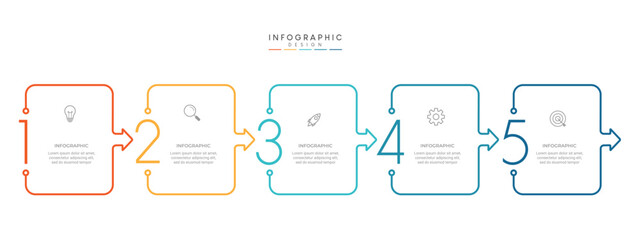 Business Infographic template. Thin line design with icons and 5 options or steps.