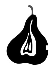 Pear drawing hand painted with ink brush. Png clipart isolated on transparent background