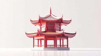 Obraz premium Traditional ancient Chinese architecture palace tower 3D illustration 
