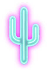 Obraz premium PNG Pastel neon cactus light purple sign.