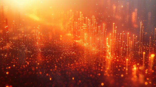 The AI-generated photo shows a fiery orange background with glowing particles. It looks like a scene from a science fiction movie.