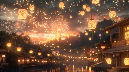 Fototapeta premium illustration, anime, background, beautiful, fantasy, wallpaper, japanese, light, cloud, sky, cartoon, manga, artwork, japan, nature, landscape, colourful, scenery, drawing, person, beauty, design, gir