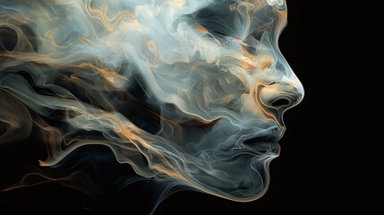Abstract Face Formed by Ethereal Smoke