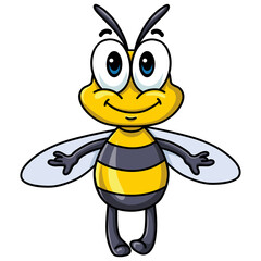 Cute Bee Cartoon Happy Flying Illustration