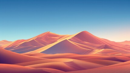 A serene desert landscape with sand dunes and a clear blue sky, illustration background