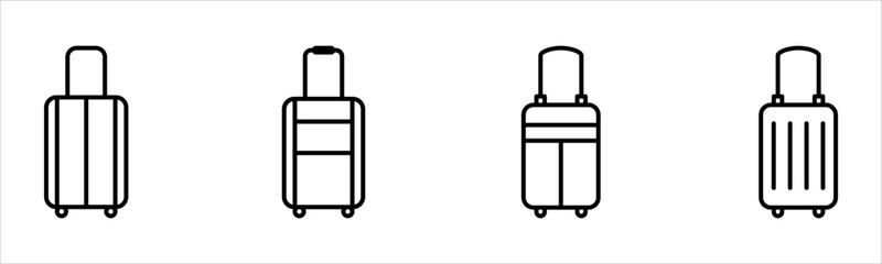Set of baggage icons, suitcase on wheels. Vector.