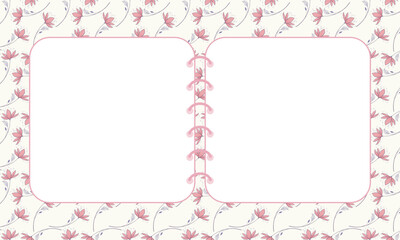 Cute kawaii notepad and poster background with pastel floral pattern