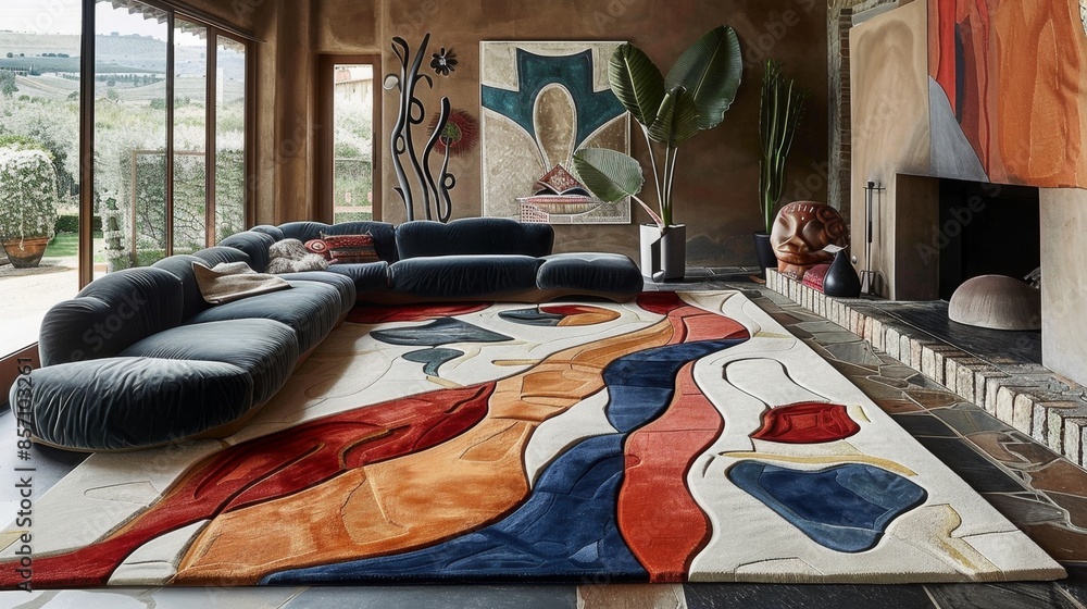 Aufkleber unique irregular rugs with abstract patterns can enhance interior design, creating a modern and styl