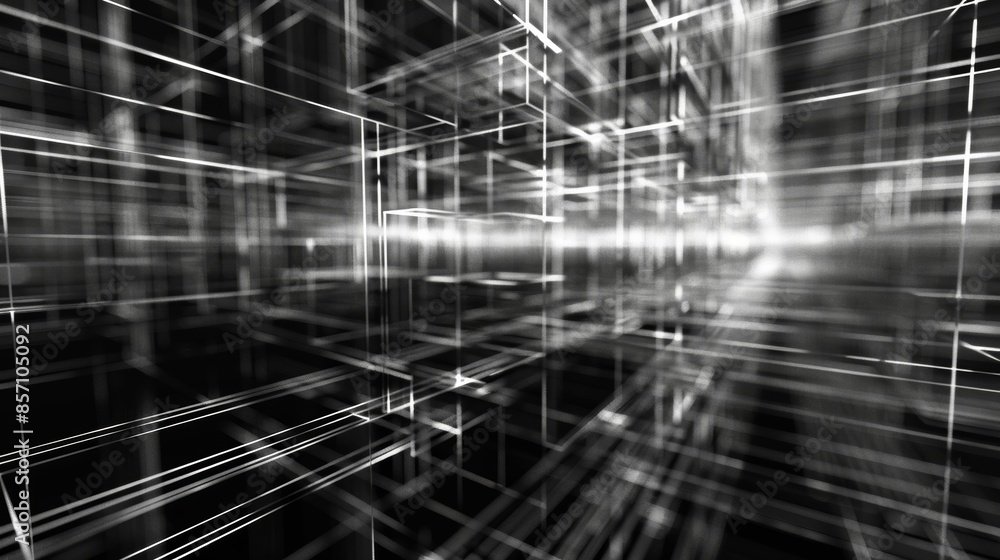 Poster a complex network of lines and shapes forming a stunning abstract grid.