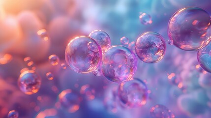 Translucent spheres suspended in a surreal, luminous mist, casting ethereal reflections, 8k, illustration background
