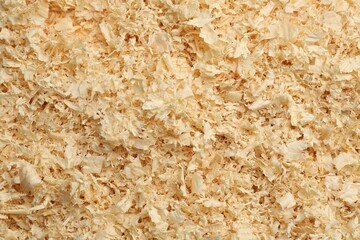 Dry natural sawdust as background, top view