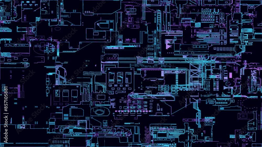 Poster printed circuit board. visualization of advanced technology concept: pcb processor microchip, digiti