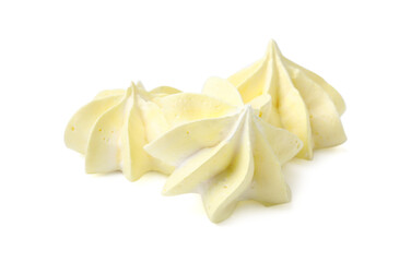 Three delicious meringue cookies isolated on white