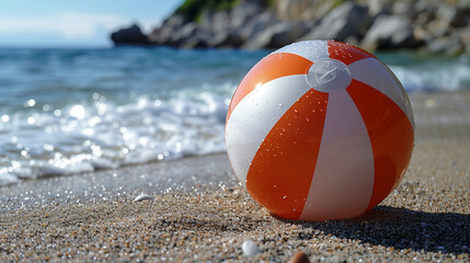 Obraz premium Ball on the beach in a sunny day. 