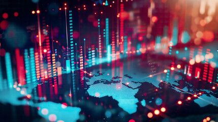 Fototapeta premium Business and economic growth on a global business network data analysis of financial and banking sectors stock market trends AI technology data connections security blockchain and networking