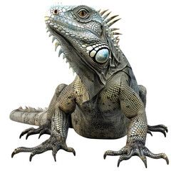 Obraz premium Close-up of a green iguana in its natural habitat, displaying vibrant scales and intricate patterns.