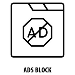 Ads Block Icon simple and easy to edit for your design elements