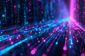 Futuristic Abstract Glowing Light Trails in Neon Colors Modern Data Stream and Cyber Technology Concept