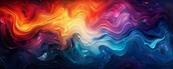 An abstract painting with vibrant colors and a smooth, flowing texture