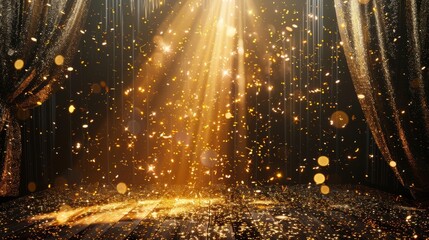 A flurry of glitter and confetti accompanies the rising of a sparkling curtain welcoming the audience to a lively and joyous stage.